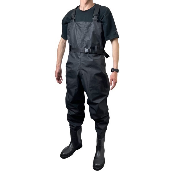 透湿チェストハイウェーダー フェルト ブラック(LL)